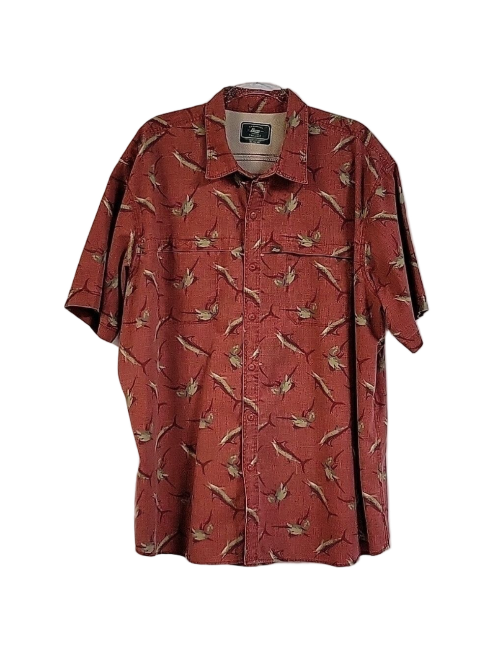 G. H. Bass & Co., Swordfish Fishing Patterned Short-Sleeve Button-Down, Sz XXL